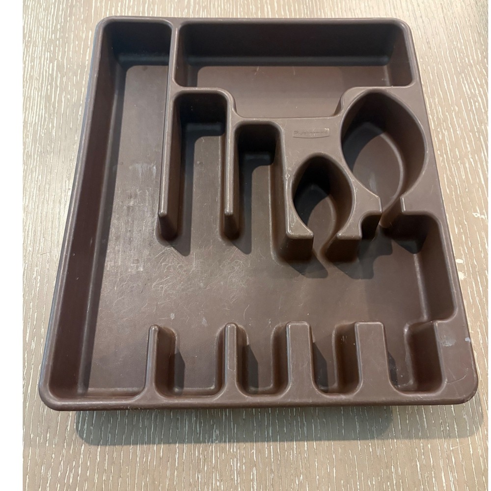 Vtg Rubbermaid Silverware Flatware Utensil Tray Chocolate Brown 2922 Organizer